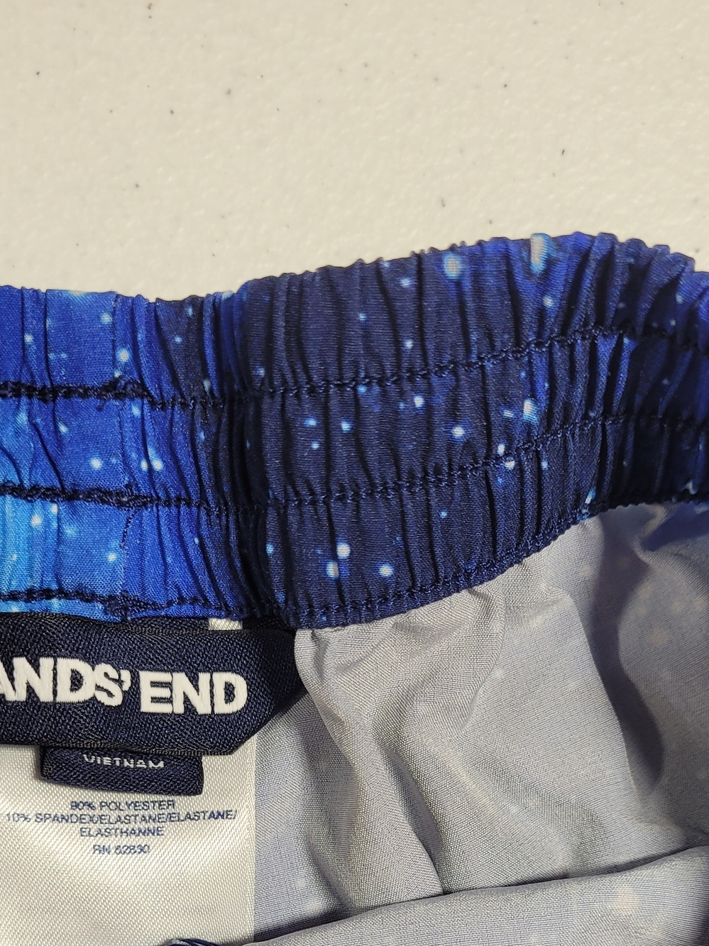 Lands' End Blue Galaxy Print Shorts with Pink Trim - Picture 2 of 3
